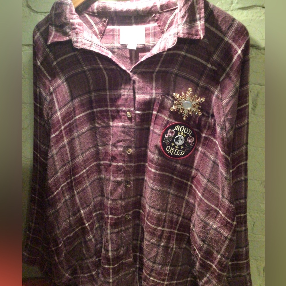 NEW! custom Upcycled  Bohemian Flannel shirt